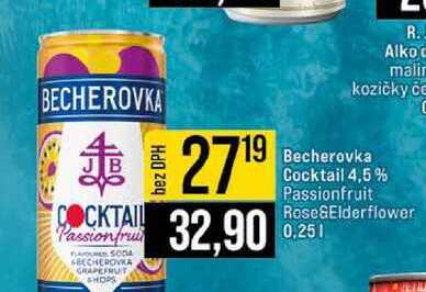 Becherovka Cocktail 4,5 % Passionfruit Rose&Elderflower 0.25l