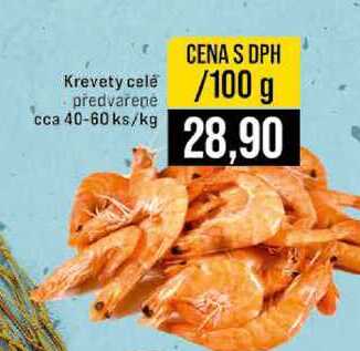 Krevety celé předvarené cca 40-60 ks/kg 100g
