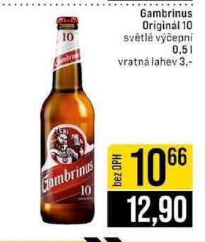 Gambrinus Originál 10 světlé výčepni 0,5l
