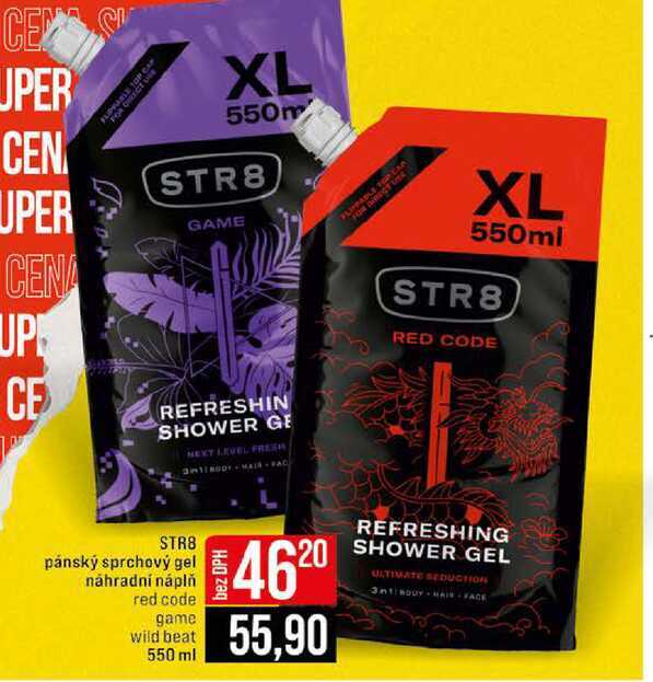 STR8 pánský sprchový gel náhradní náplň red code game wild beat 550 ml 