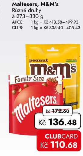 Maltesers, M&M's 273-330 g