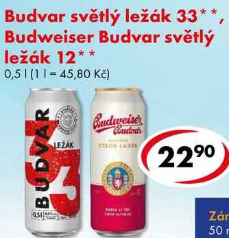 Budweiser Budvar světlý ležák 12, 0,5 l
