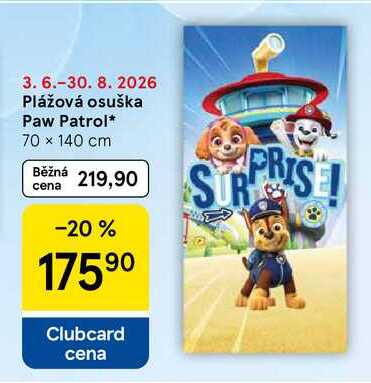 Plážová osuška Paw Patrol, 70 x 140 cm