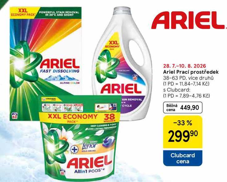Ariel Prací prostředek, 38-63 PD, více druhů  