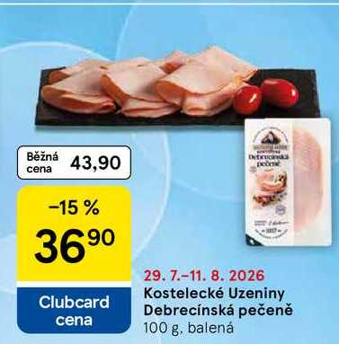 Kostelecké Uzeniny Debrecínská pečeně, 100 g, balená 