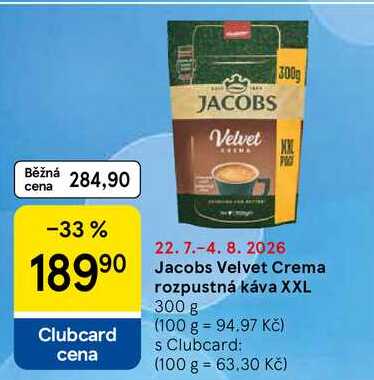 Jacobs Velvet Crema rozpustná káva XXL, 300 g