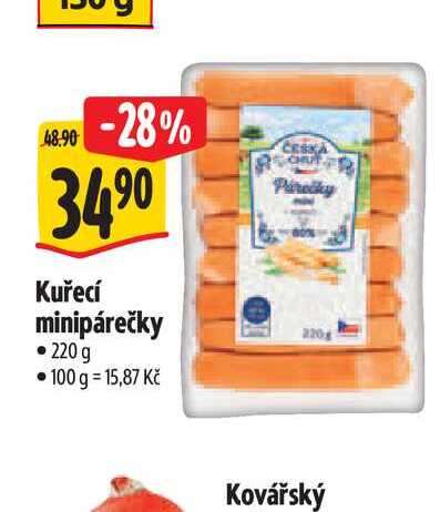   Kuřecí minipárečky  220 g 