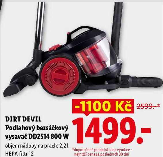 DIRT DEVIL Podlahový bezsáčkový vysavač DD2514 800 W