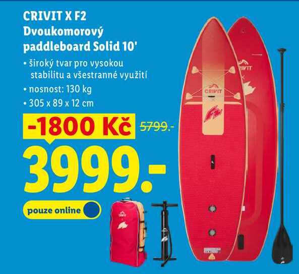 CRIVIT X F2 Dvoukomorový paddleboard Solid 10'
