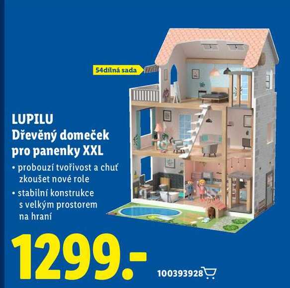 LUPILU Dřevěný domeček pro panenky XXL