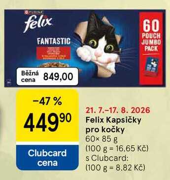 Felix Kapsičky pro kočky, 60× 85 g