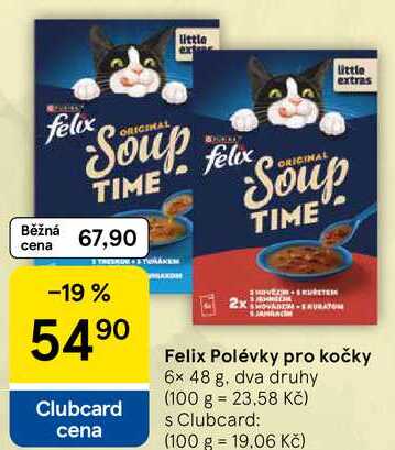 Felix Polévky pro kočky, 6x 48 g, dva druhy  