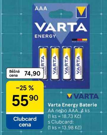 Varta Energy Baterie AA nebo AAA, 4 ks  