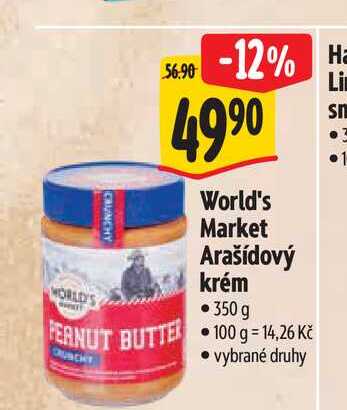   World's Market Arašídový krém 350 g  