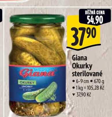   Giana Okurky sterilované 6-9 cm 670 g 
