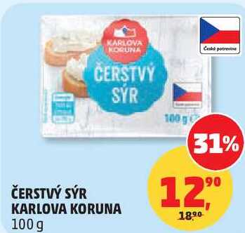 ČERSTVÝ SÝR KARLOVA KORUNA, 100g 