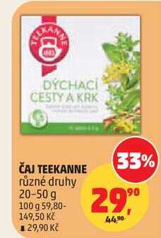 ČAJ TEEKANNE různé druhy, 20-50 g 