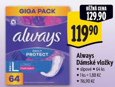 Always Dámské vložky, 64 ks