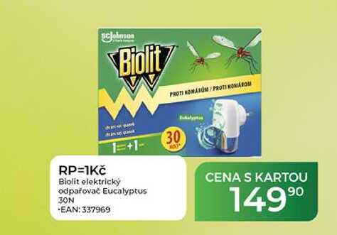 RP=1Kč Biolit elektrický odpařovač Eucalyptus 30N  