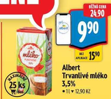 Albert Trvanlivé mléko 3,5%, 1 l