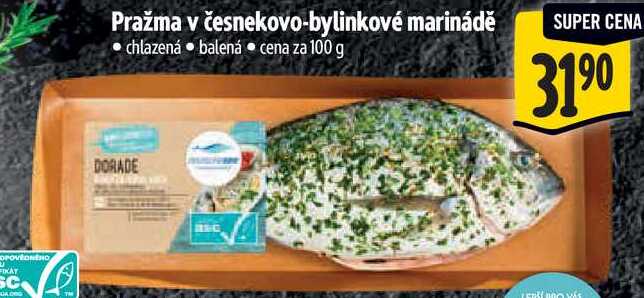 Pražma v česnekovo-bylinkové marinádě, cena za 100 g 