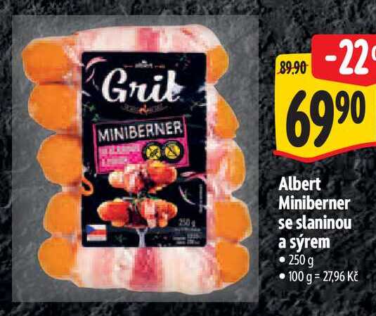Albert Miniberner se slaninou a sýrem, 250 g