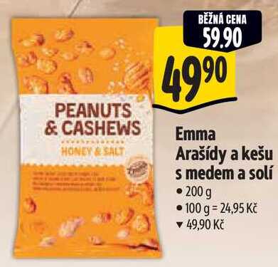 Emma Arašídy a kešu s medem a solí, 200 g