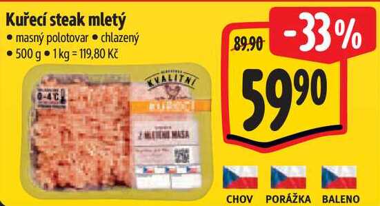 Kuřecí steak mletý, 500 g