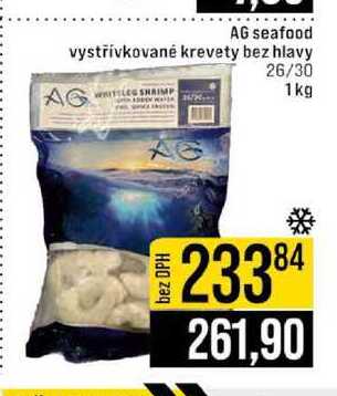 AG seafood vystřívkované krevety bez hlavy 26/30 1kg 