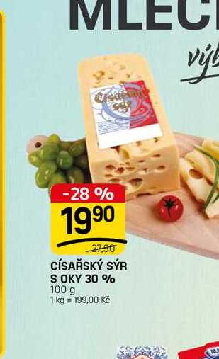 CÍSAŘSKÝ SÝR S OKY 30 % 100 g 