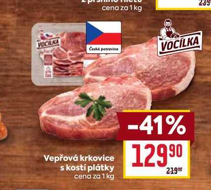 Vepřová krkovice s kostí plátky cena za 1 kg 