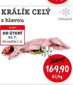 KRÁLÍK CELÝ s hlavou 1kg 