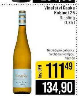 Vinařství Čapka Kabinet 25 Riesling 0,75l