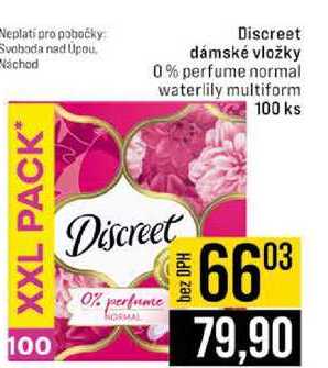 Discreet dámské vložky 0% perfume normal waterlily multiform 100ks