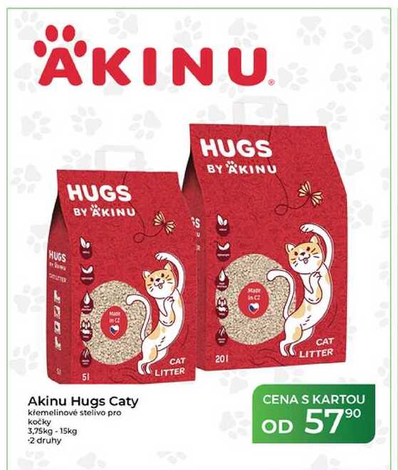 Akinu Hugs Caty kiemelinové stelivo pro kočky 3,75kg-15kg 