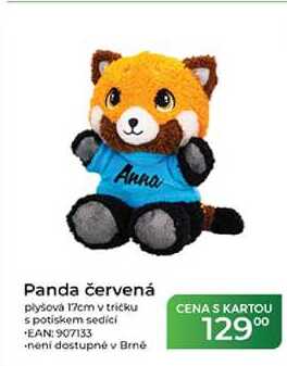 Panda červená plyšová 17cm v tričku s potiskem sedící