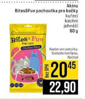 Akinu Bites&Fun pochoutka pro kočky kuřecí kachni jehněčí 60 g 