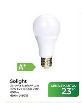 A+ Solight Zarovka klasický tvar 10W E27 3000K 270° 810lm 