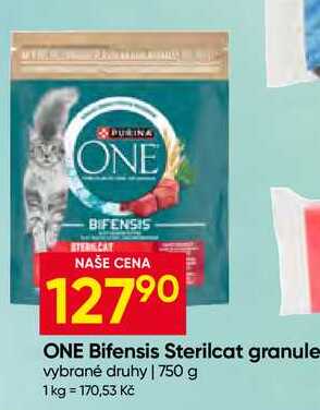Purina ONE Bifensis Sterilcat granule vybrané druhy 750 g 
