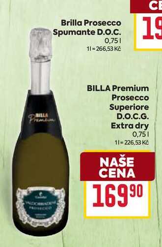 BILLA Premium Prosecco Superiore D.O.C.G. Extra dry 0,75l