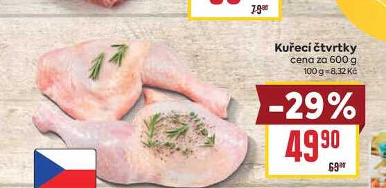 Kuřecí čtvrtky cena za 600 g 