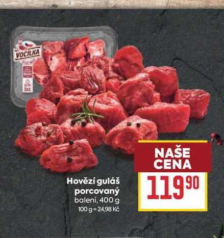 Hovězí guláš porcovaný balení, 400 g 