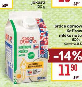 Srdce domove Kefírové mléko natur 500 ml
