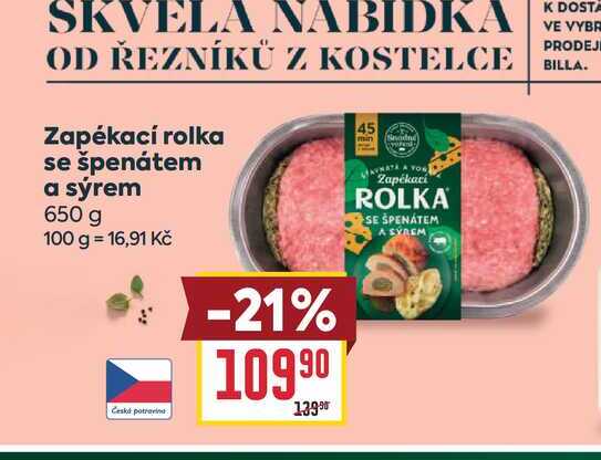 Zapékací rolka se špenátem a sýrem 650 g 