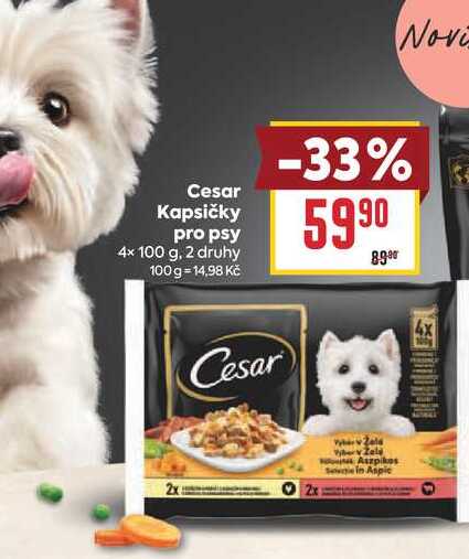 Cesar Kapsičky pro psy 4x 100 g