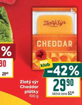 Zlatý sýr Cheddar plátky 100 g 