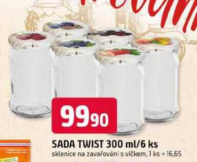 SADA TWIST 300 ml/6 ks sklenice na zavařování s víčkem