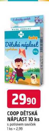 COOP DĚTSKÁ NÁPLAST 10 ks s potiskem soviček