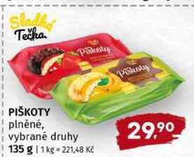 Sladká tečka PIŠKOTY plněné, vybrané druhy 135 g