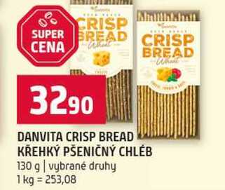 DANVITA CRISP BREAD KŘEHKÝ PŠENIČNÝ CHLÉB 130 g vybrané druhy